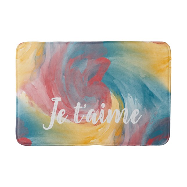 Tie-Dye Bold Färg Painterly Watercolor i Kärlek Badrumsmatta (Framsidan)