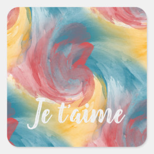 Tie-Dye Bold Färg Painterly Watercolor i Kärlek Fyrkantigt Klistermärke