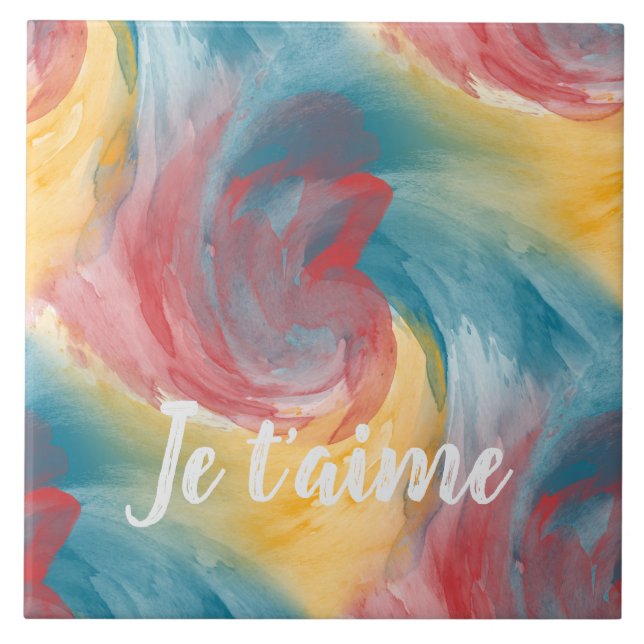 Tie-Dye Bold Färg Painterly Watercolor i Kärlek Kakelplatta (Framsidan)