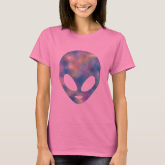 Tie Dye Brushed Pastel Smiling Alien Head Tee Shirt
