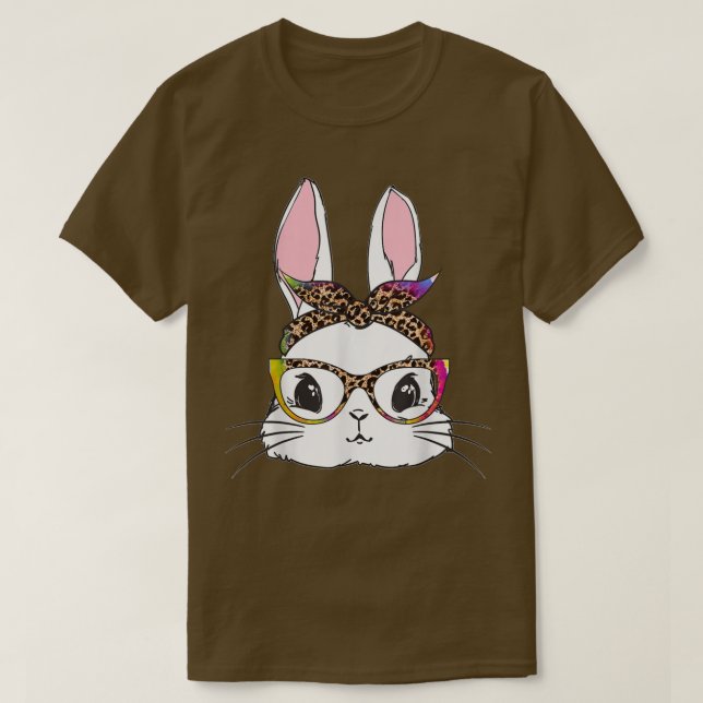 Tie Dye Bunny Ansikte Leopard Glass Headband Lyckl T Shirt (Design framsida)