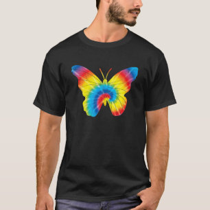 Tie Dye Butterfly Rainbow Skriv ut Ringlet Hippie  T Shirt
