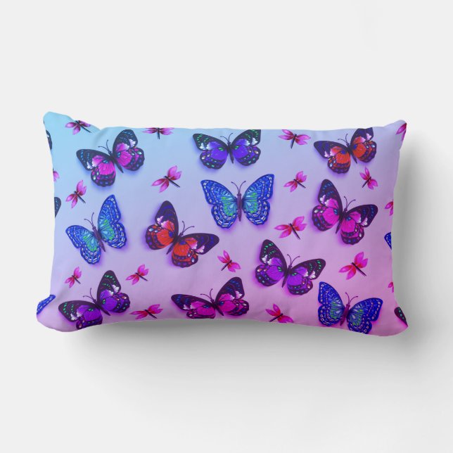 Tie-Dye Butterfly Skriv ut ländryggen Dekorativ ku Lumbarkudde (Framsida)