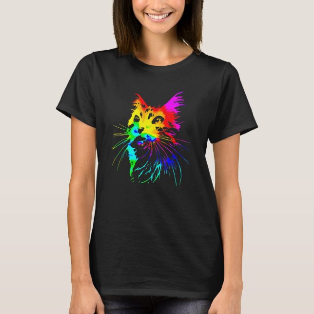 Tie Dye Ca  Colorful Tye Dye Kitten T Shirt (Framsida)