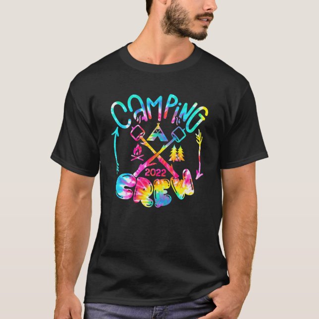Tie Dye Camping Crew 2022 Campfire Camping Life Ha T Shirt (Framsida)