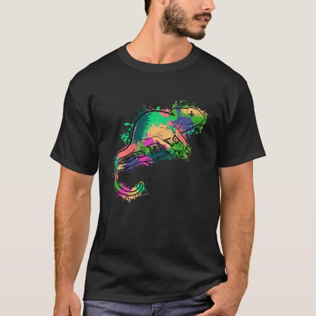 Tie Dye Chameleon Colorful Lizard T Shirt (Framsida)