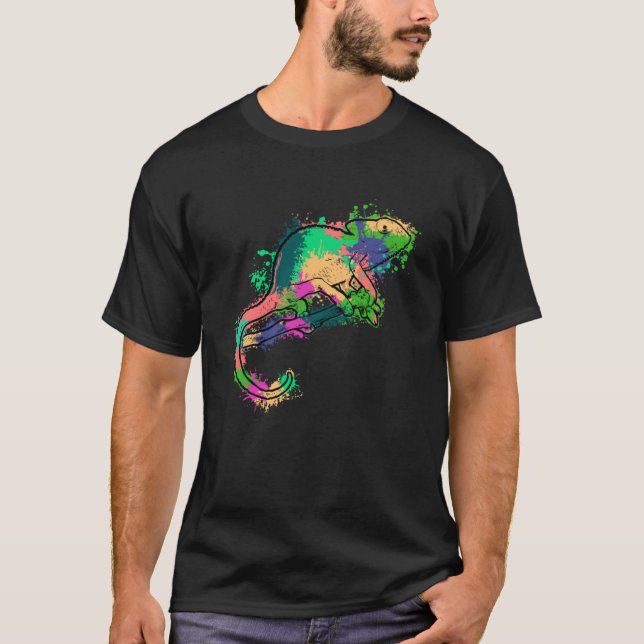 Tie Dye Chameleon Colorful Lizard T Shirt (Framsida)