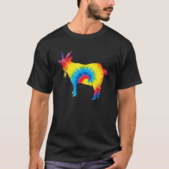Tie Dye Chamois Rainbow Print Animal Hippie Peace T Shirt (Framsida)