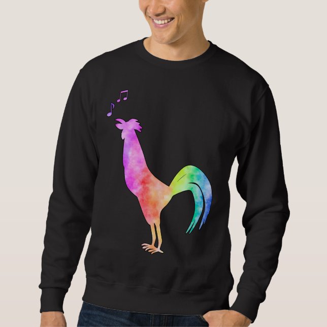 tie dye Chicken Lång Ärmad Tröja (Framsida)