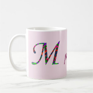 Tie Dye Colorful Neon Swirls Brev M Monogram Kaffemugg