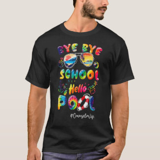 Tie Dye Counselor Life Adjö School Hej Bassäng G T Shirt