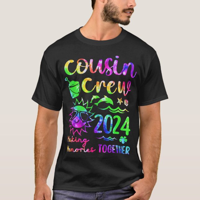 Tie Dye Cousin Crew 2024 Summer Vacation Beach Fam T Shirt (Framsida)