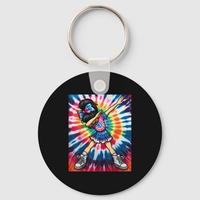 Tie Dye Cute Dabbing CheerLeader Cheerleadin Nyckelring (Framsida)