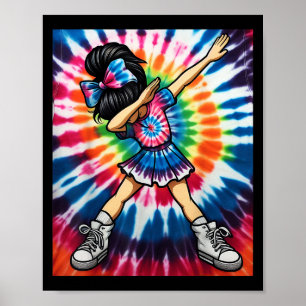 Tie Dye Cute Dabbing CheerLeader Cheerleadin Poster