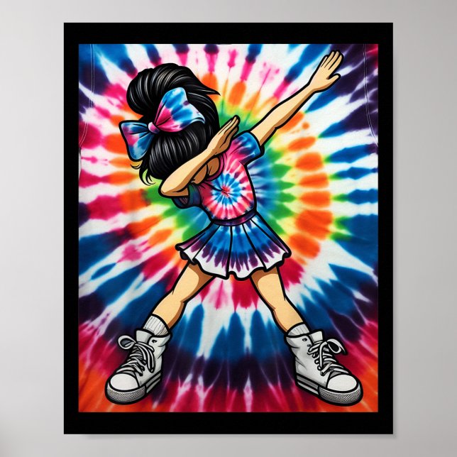 Tie Dye Cute Dabbing CheerLeader Cheerleadin Poster (Framsidan)