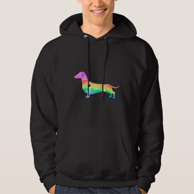 Tie Dye Dachshund Hoodie (Framsida)