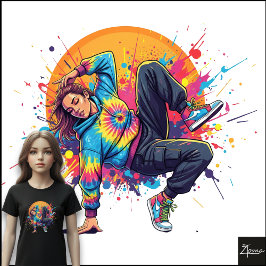 Tie-Dye Dansare Breakdance Målarfärgssprut Konst T Shirt