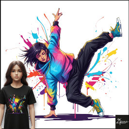 Tie-Dye-dansare Breakdance-pose Splatterkonst T Shirt