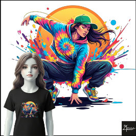 Tie-Dye Dansare Hukande Pose Splatter Konst T Shirt