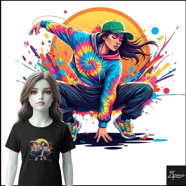 Tie-Dye Dansare Hukande Pose Splatter Konst T Shirt (Skapare uppladdad)