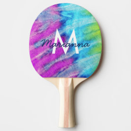 Tie Dye Design Monogram Retro Pingisracket
