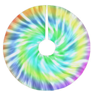 Tie Dye Design Träd Skirt Julgransmatta Borstad Polyester