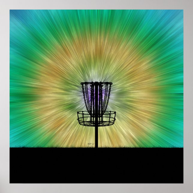 Tie Dye Disk Golf Basket Poster (Framsidan)