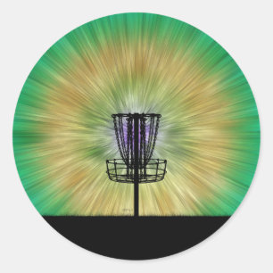 Tie Dye Disk Golf Basket Runt Klistermärke