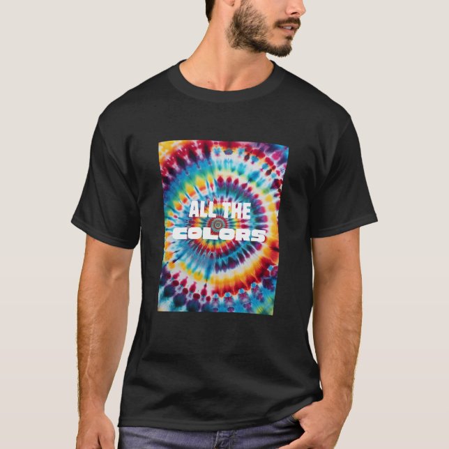 Tie-Dye Djärva Retro Regnbågsfärger  T Shirt (Framsida)