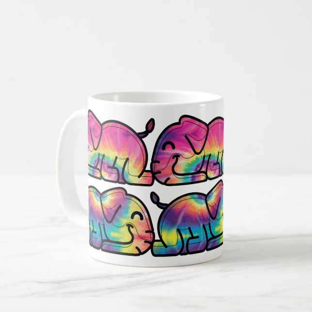 Tie Dye Elefanter Sovande Kaffemugg (Framsida vänster)