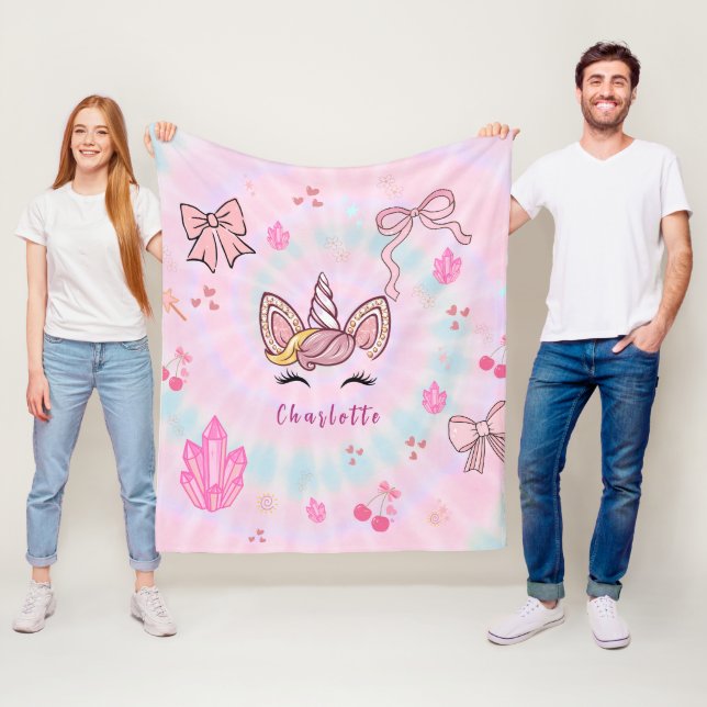 Tie Dye Enhörning Coquette Slöja Fleecefilt (På plats)