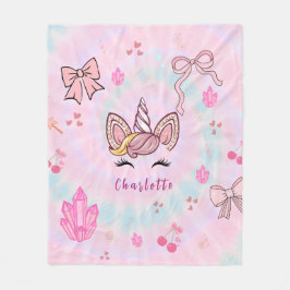 Tie Dye Enhörning Coquette Slöja Fleecefilt