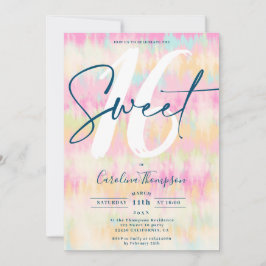 Tie dye enmajskolvsmassans typsnittsfoto Sweet 16 Inbjudningar