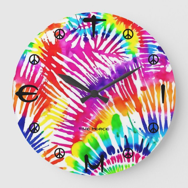 Tie Dye Färg Explosion Fred Design Väggur  (Framsida)