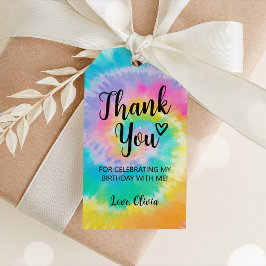Tie Dye Favor Tag, Tie Dye Birthday Tack Märkre Presentetikett