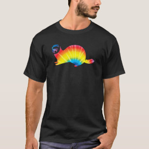 Tie Dye Ferret Rainbow Print Weasel Pet Hippie Pea T Shirt