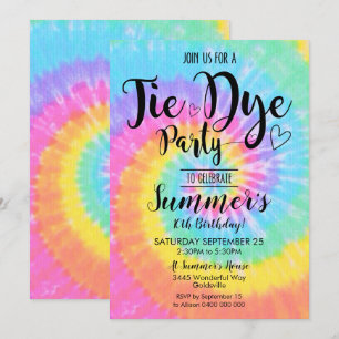 Tie Dye Fest Inbjudan Hippy Tie Dye