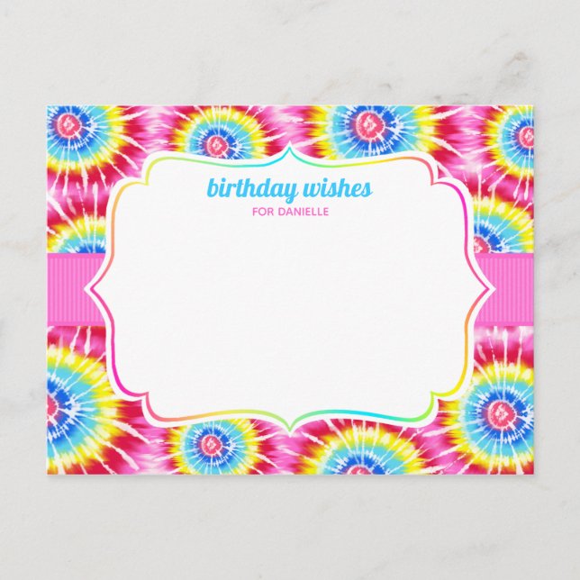 Tie Dye Firande Birthday Advice, Wish Cards Vykort (Framsida)