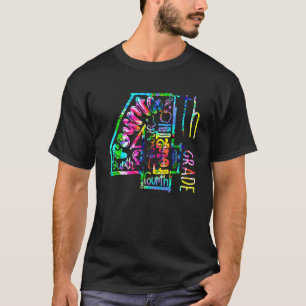 Tie Dye Fjärde Klass-typografiläraren första dagen T Shirt