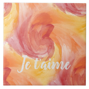 Tie-Dye Flame Red Orange Painterly Kärlek Watercol Kakelplatta