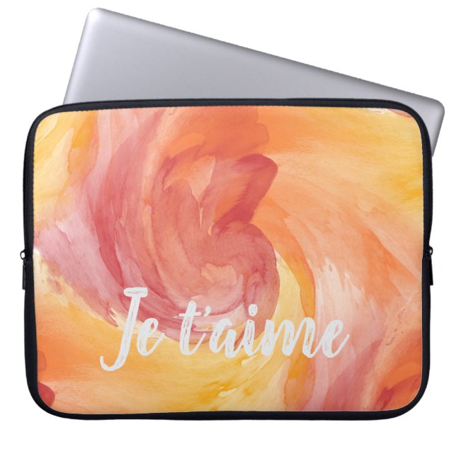 Tie-Dye Flame Red Orange Painterly Kärlek Watercol Laptop Fodral (Framsidan)