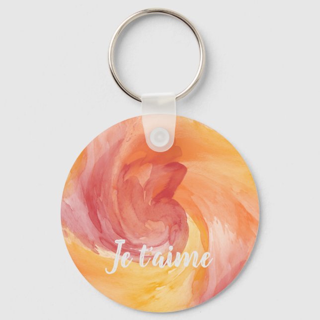 Tie-Dye Flame Red Orange Painterly Kärlek Watercol Nyckelring (Framsida)