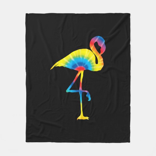 Tie Dye Flamingo Rainbow Skriv ut fågelhippie Fleecefilt (Framsidan)
