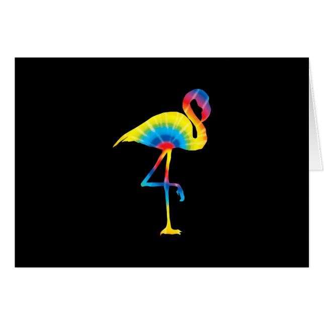 Tie Dye Flamingo Rainbow Skriv ut fågelhippie Hälsningskort (Framsidan Horizontal)