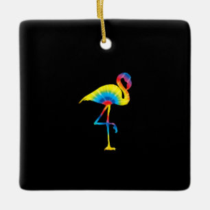 Tie Dye Flamingo Rainbow Skriv ut fågelhippie Julgransprydnad Keramik