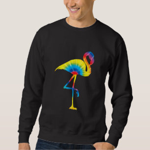Tie Dye Flamingo Rainbow Skriv ut fågelhippie Lång Ärmad Tröja
