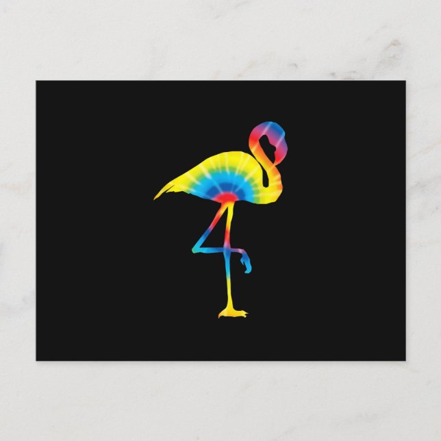 Tie Dye Flamingo Rainbow Skriv ut fågelhippie Meddelande Vykort (Framsida)