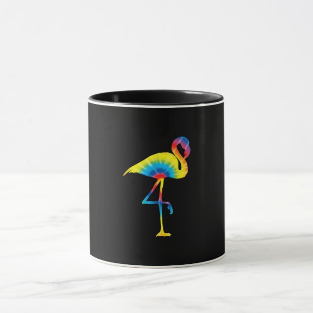 Tie Dye Flamingo Rainbow Skriv ut fågelhippie Mugg (Center)