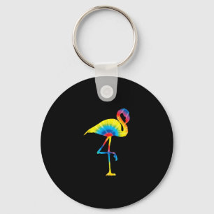 Tie Dye Flamingo Rainbow Skriv ut fågelhippie Nyckelring