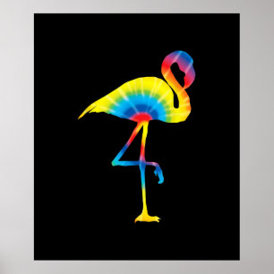 Tie Dye Flamingo Rainbow Skriv ut fågelhippie Poster